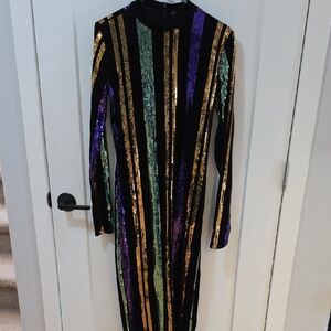 Womens Velvet And Sequin Maxi Dress